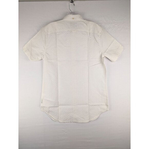 Ben Sherman Shirt Mens Small Short Sleeve Textured Slub in Stone 100% Cotton - Picture 9 of 10
